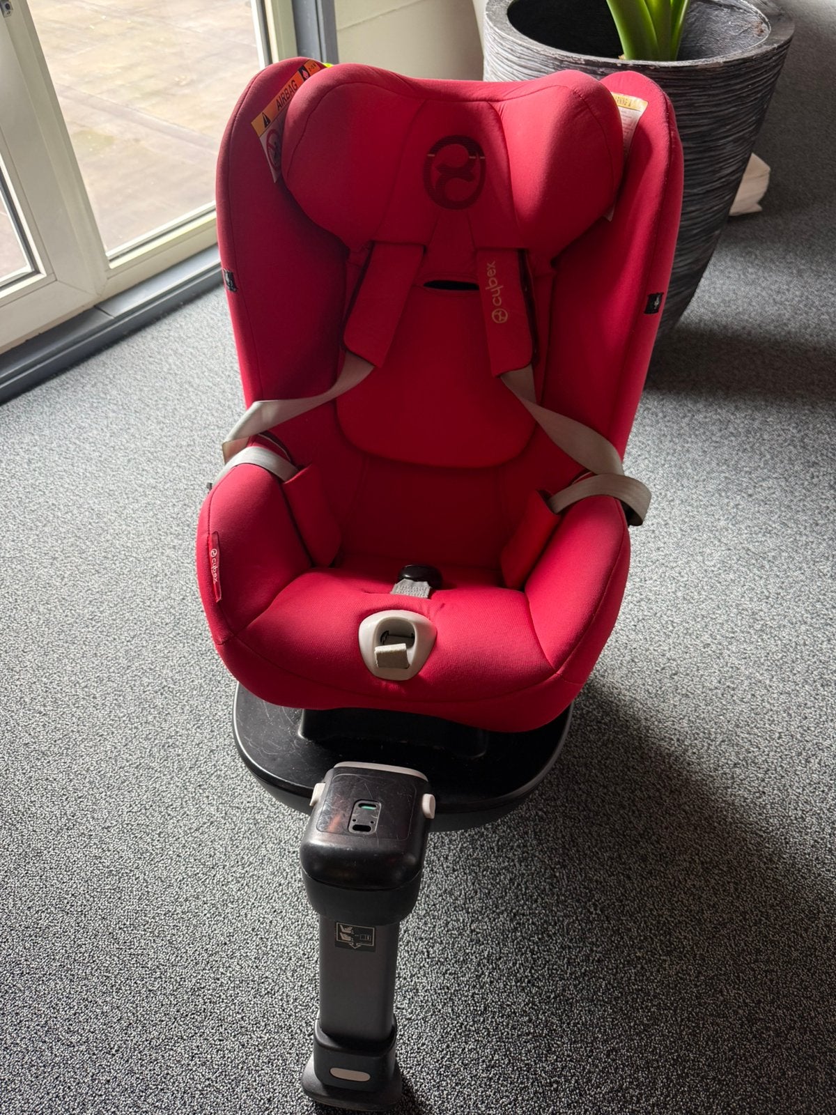Cybex autostoel rood met ISOFIX en steunpoot, Gebruikt, 0 t/m 18 kg, Verstelbare rugleuning, Isofix
