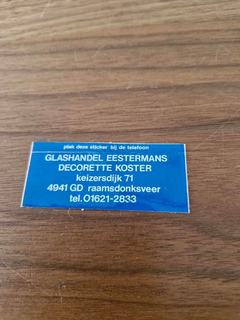 6855 Telefoonsticker Glashandel Eestermans, Ophalen of Verzenden