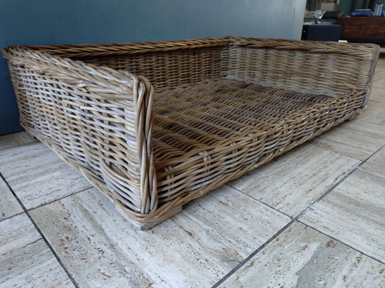 Rattan grote rieten hondenmand 115 x 80 cm, Dieren en Toebehoren, Hondenmanden, Ophalen, Zo goed als nieuw, Riet