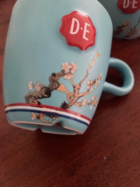 Douwe Egbert van Gogh amandelbloesem kopjes, Gebruikt, Overige merken, Vintage, Porselein