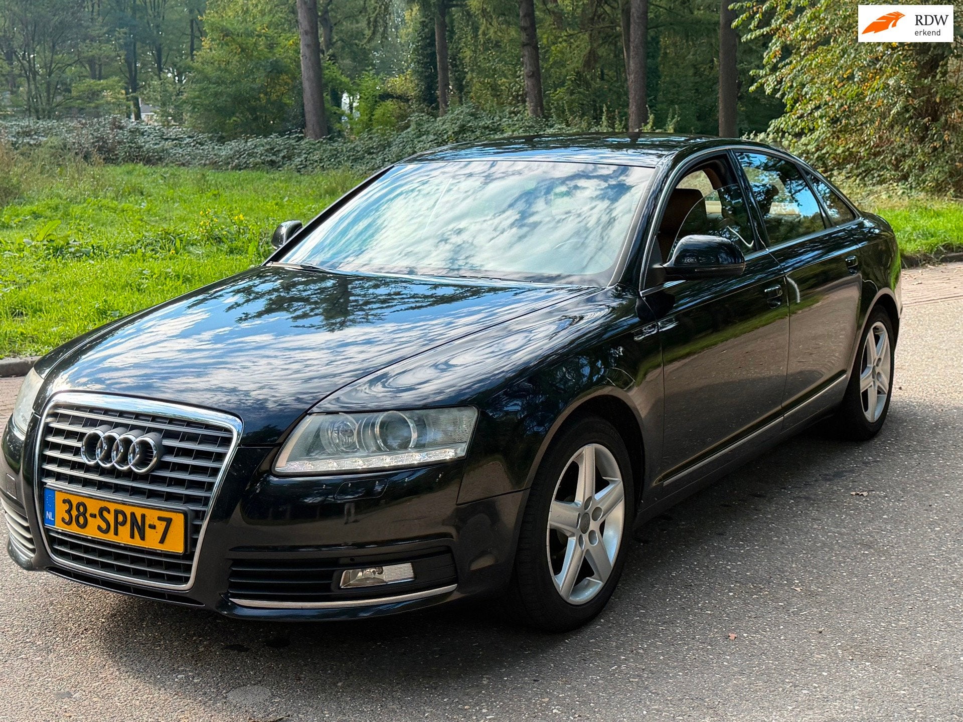 Audi A6 Limousine 2.8 FSI Pro Line 2009 Sedan Cognac leer Au, Auto's, Euro 5, Gebruikt, Zwart, Xenon verlichting