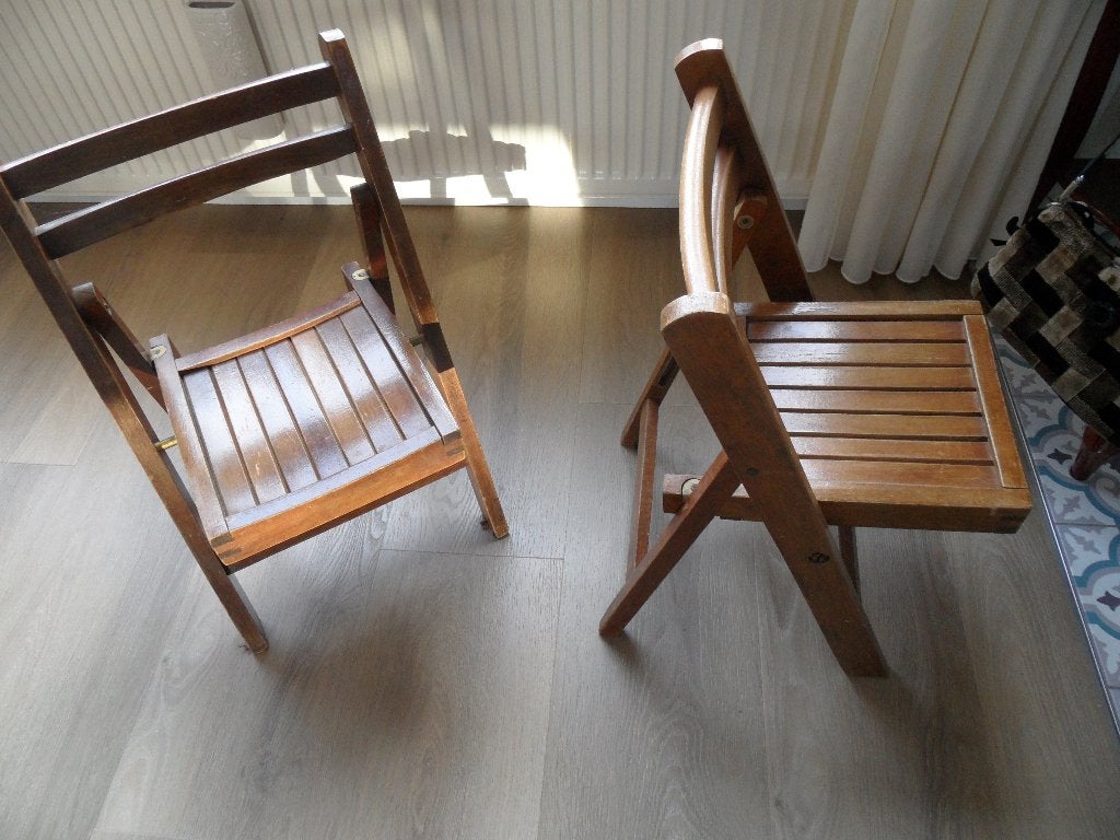 2x Vintage torck kinder klapstoelen beukenhout, Ophalen, Gebruikt, Overige typen