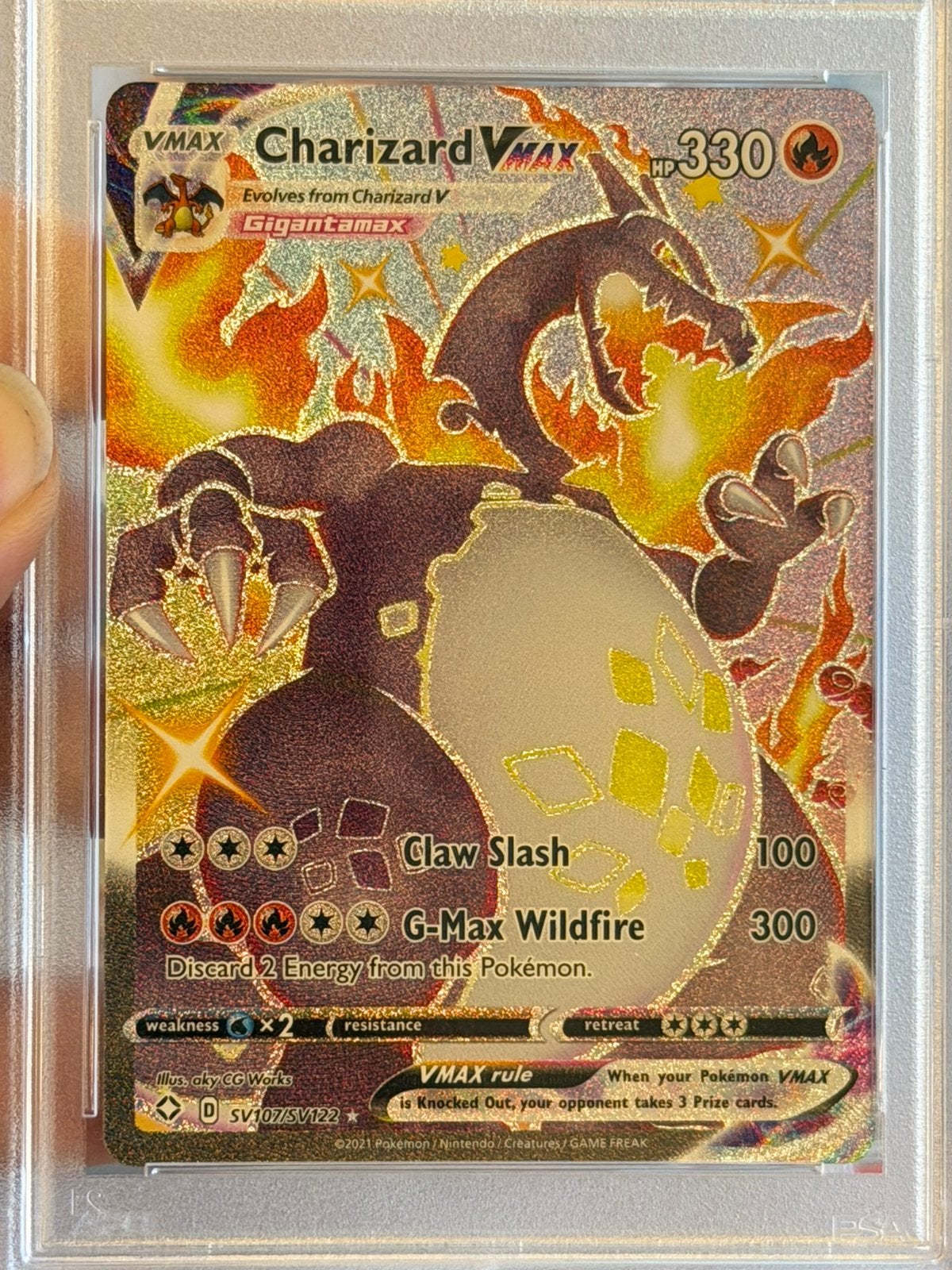 Charizard VMAX SV107 Shining Fates 2021 PSA grade 10 Pokémon, Ophalen of Verzenden, Nieuw, Losse kaart