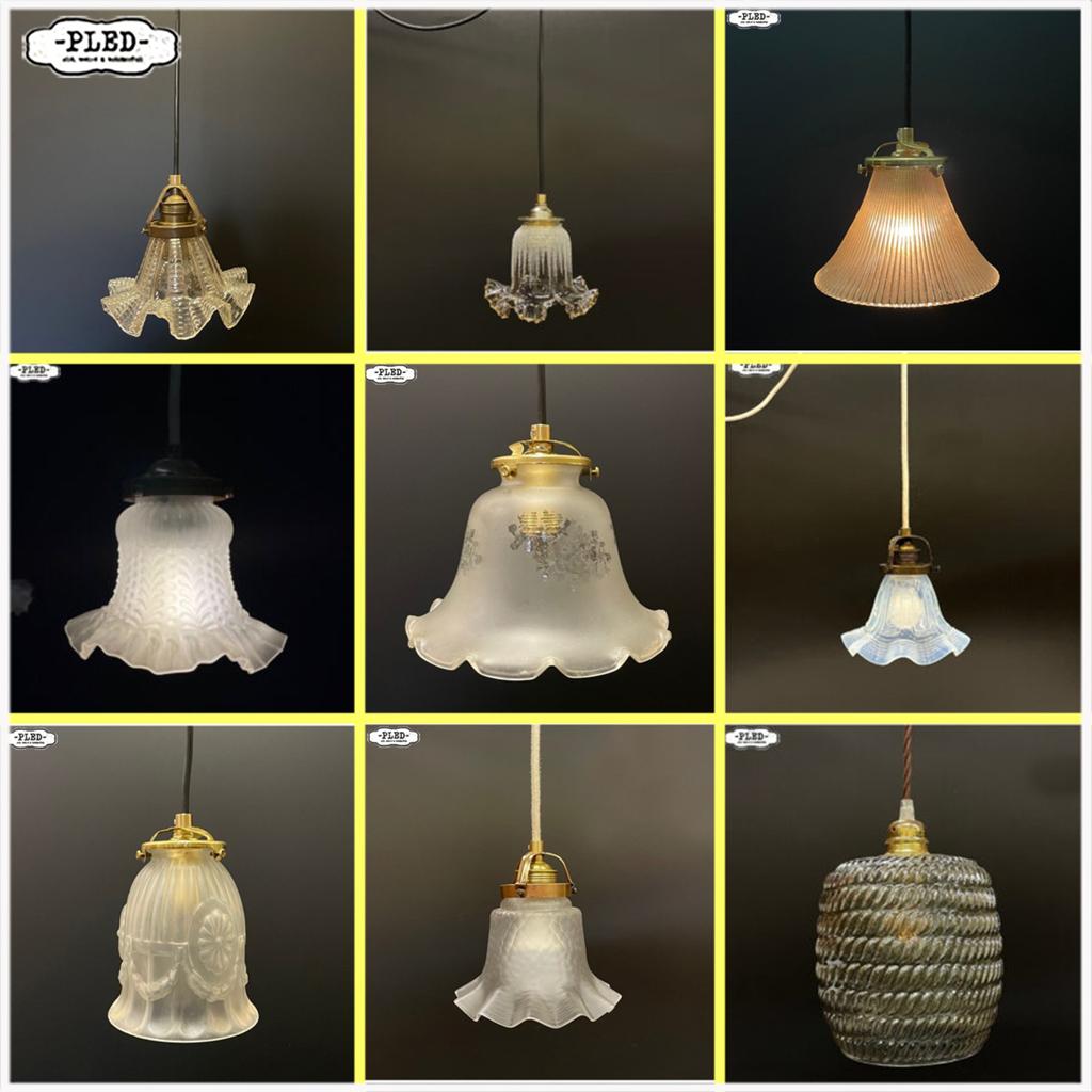 Meerdere modellen kleine hanglampjes Glazen kelkjes Lampjes, Gebruikt, Vintage, Ophalen of Verzenden, Glas