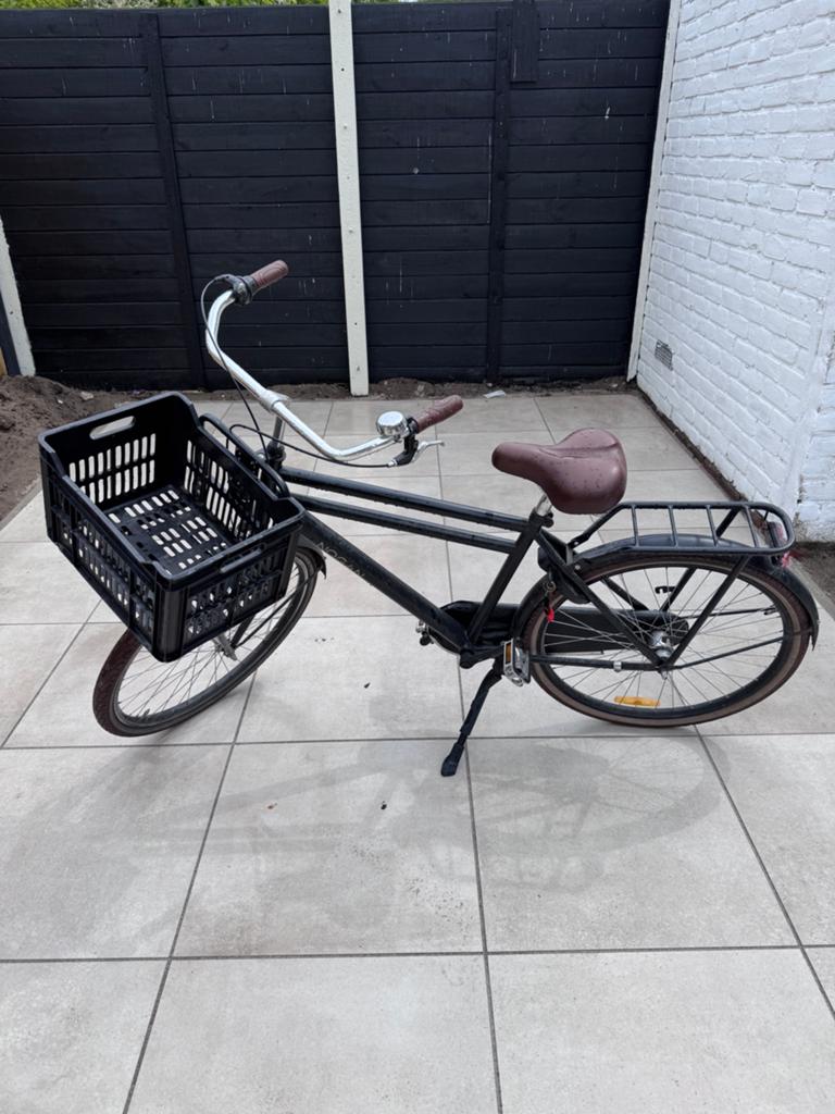 Jongens fiets met terugtraprem en krat, Ophalen, Gebruikt, Terugtraprem, 20 inch of meer