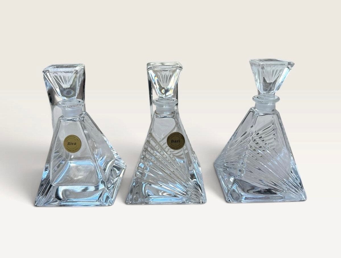 Set van 3 Vintage Kristallen Parfumflesjes / Karafjes, Antiek en Kunst, Ophalen of Verzenden