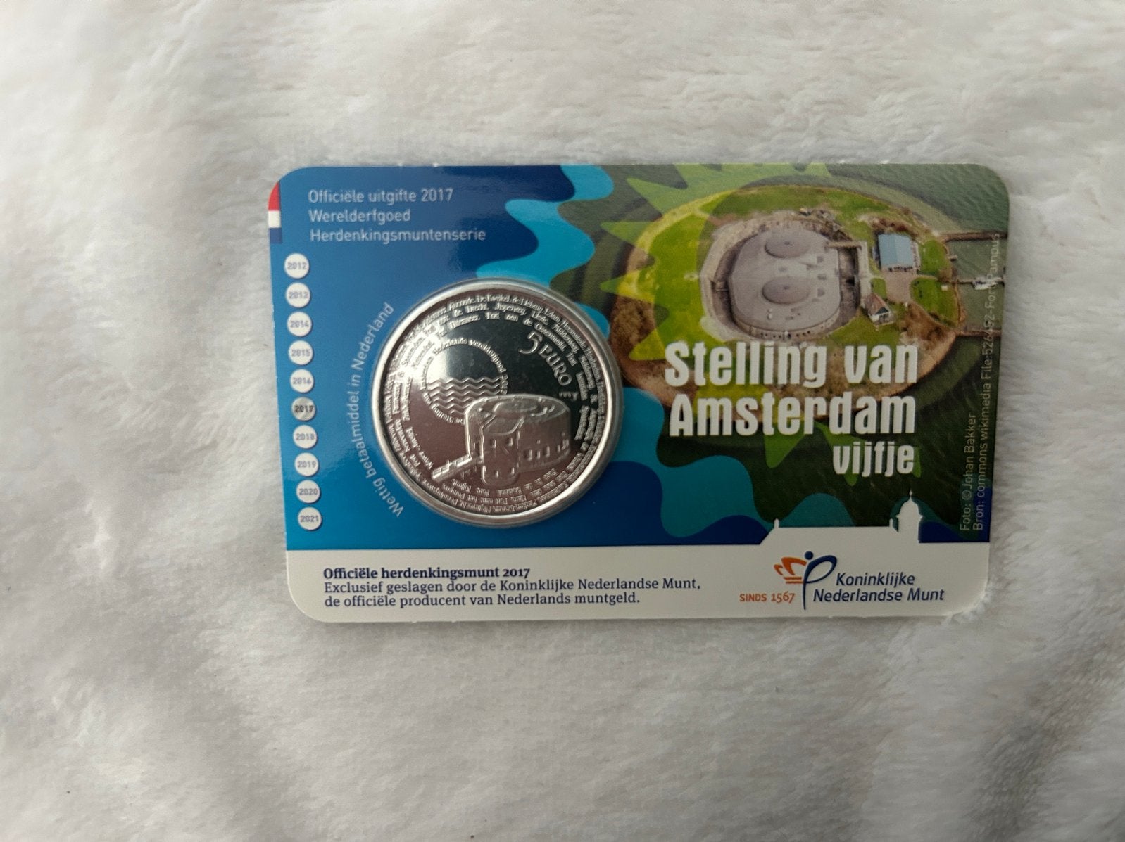 Nederlandse 5 euro herdenkingsmunt Stelling van Amsterdam, Verzenden, Koningin Beatrix, Zilver, Euro's