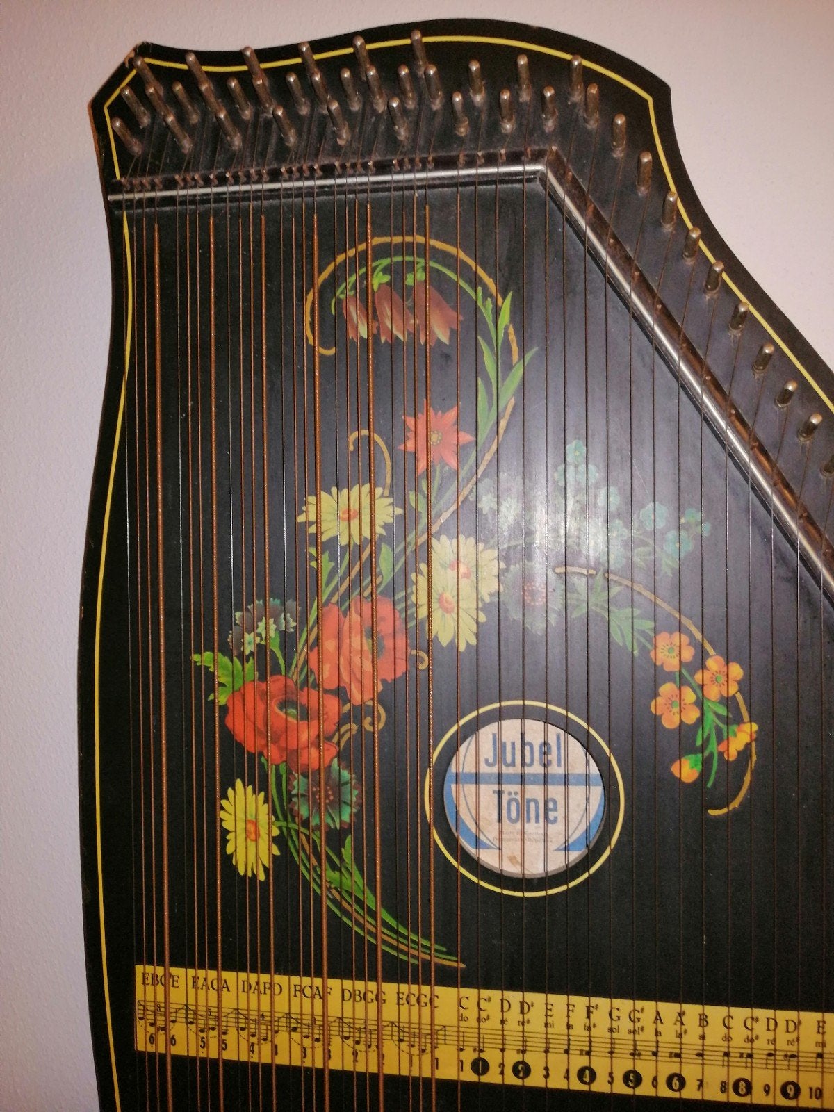 Vintage Jubel Töne Citer - Zither met bloemdecoratie, Muziek en Instrumenten, Ophalen, Gebruikt, Citer