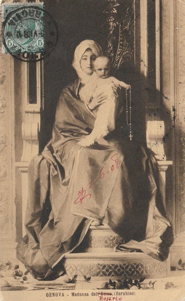 MADONNA UIT 1908  ZEER MOOIE OUDE KAART KN877, Verzamelen, Ophalen of Verzenden, Voor 1920, Gelopen, Overige thema's
