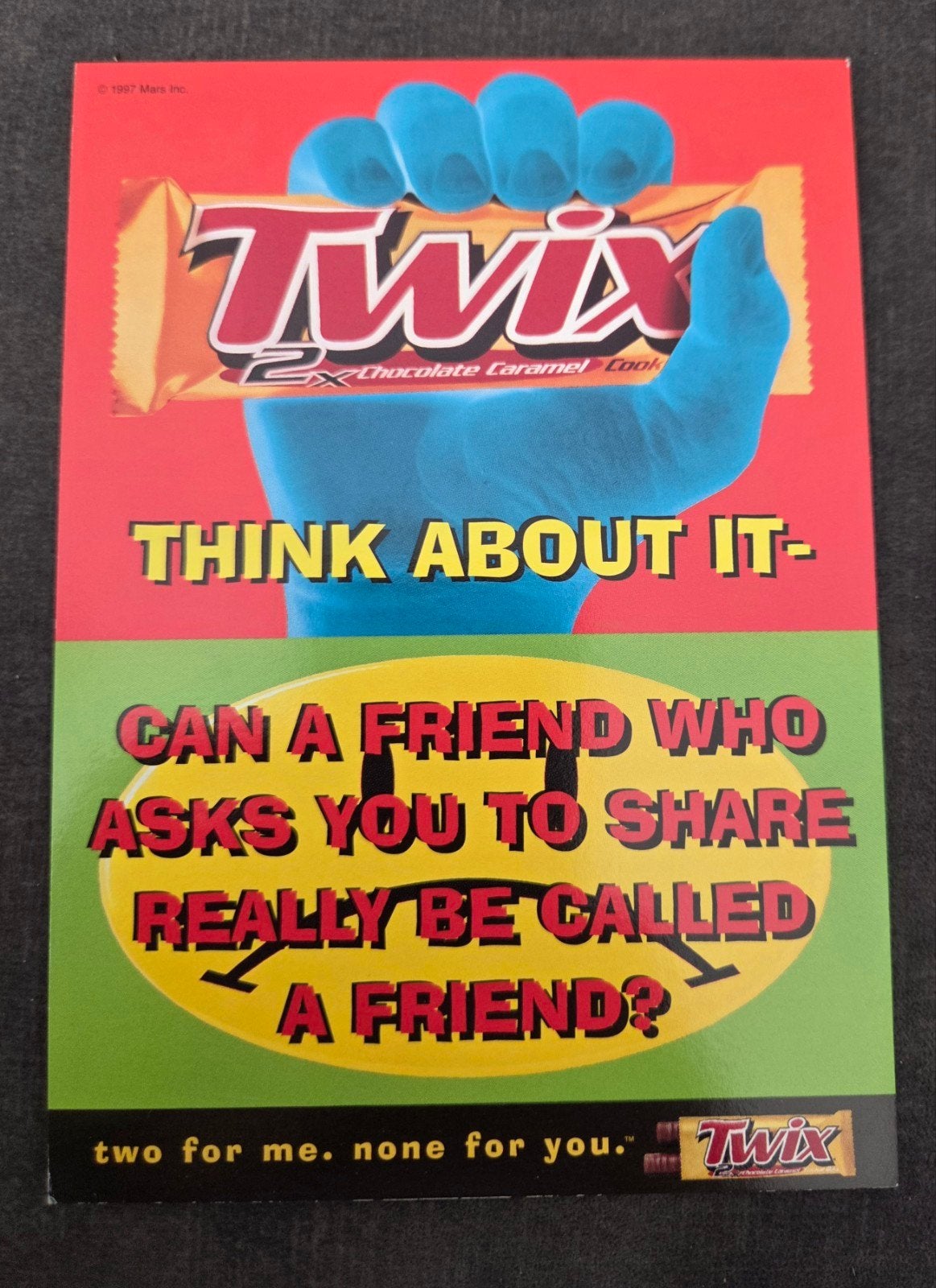 Vintage Twix Reclame Ansichtkaart, Verzamelen, Verzenden, 1980 tot heden, Ongelopen, Overige thema's