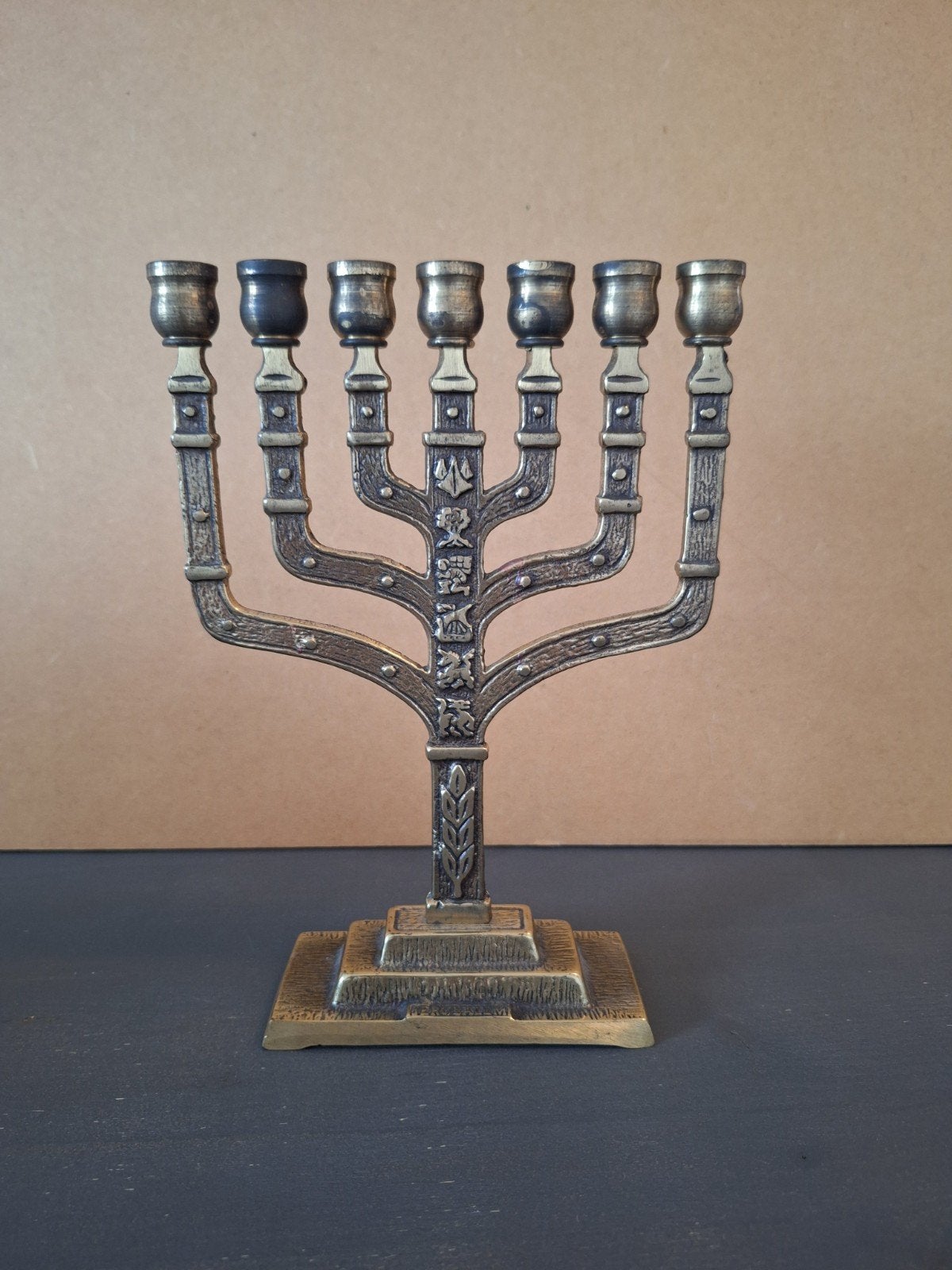 Vintage Koperen Menora - Ben Holon Israël, Antiek en Kunst, Ophalen of Verzenden