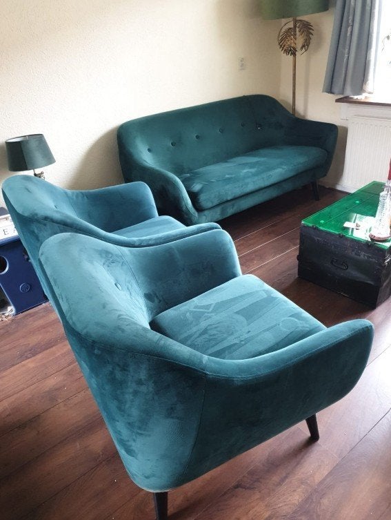 bank en twee fauteuils, Huis en Inrichting, Banken | Bankstellen, Ophalen, Gebruikt, 150 tot 200 cm, Tweepersoons