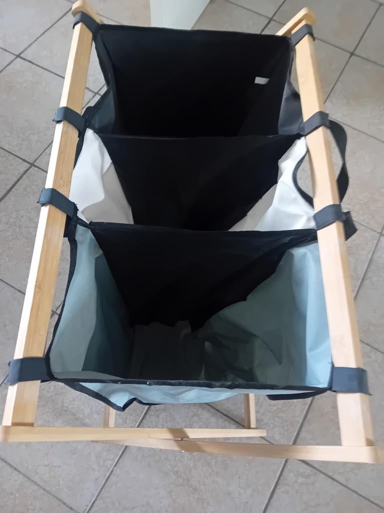 Wasmand met 3 vakken - Bamboe frame, Huis en Inrichting, Woonaccessoires | Prullenbakken, Nieuw, Overige materialen, 40 liter of meer