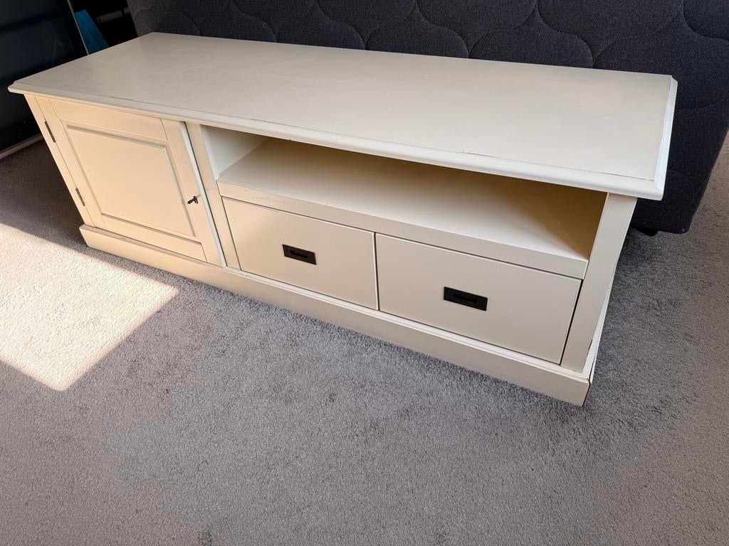 Robuust crème televisiemeubel / dressoir met lade en kast, Huis en Inrichting, Kasten | Televisiemeubels, Gebruikt, Minder dan 100 cm
