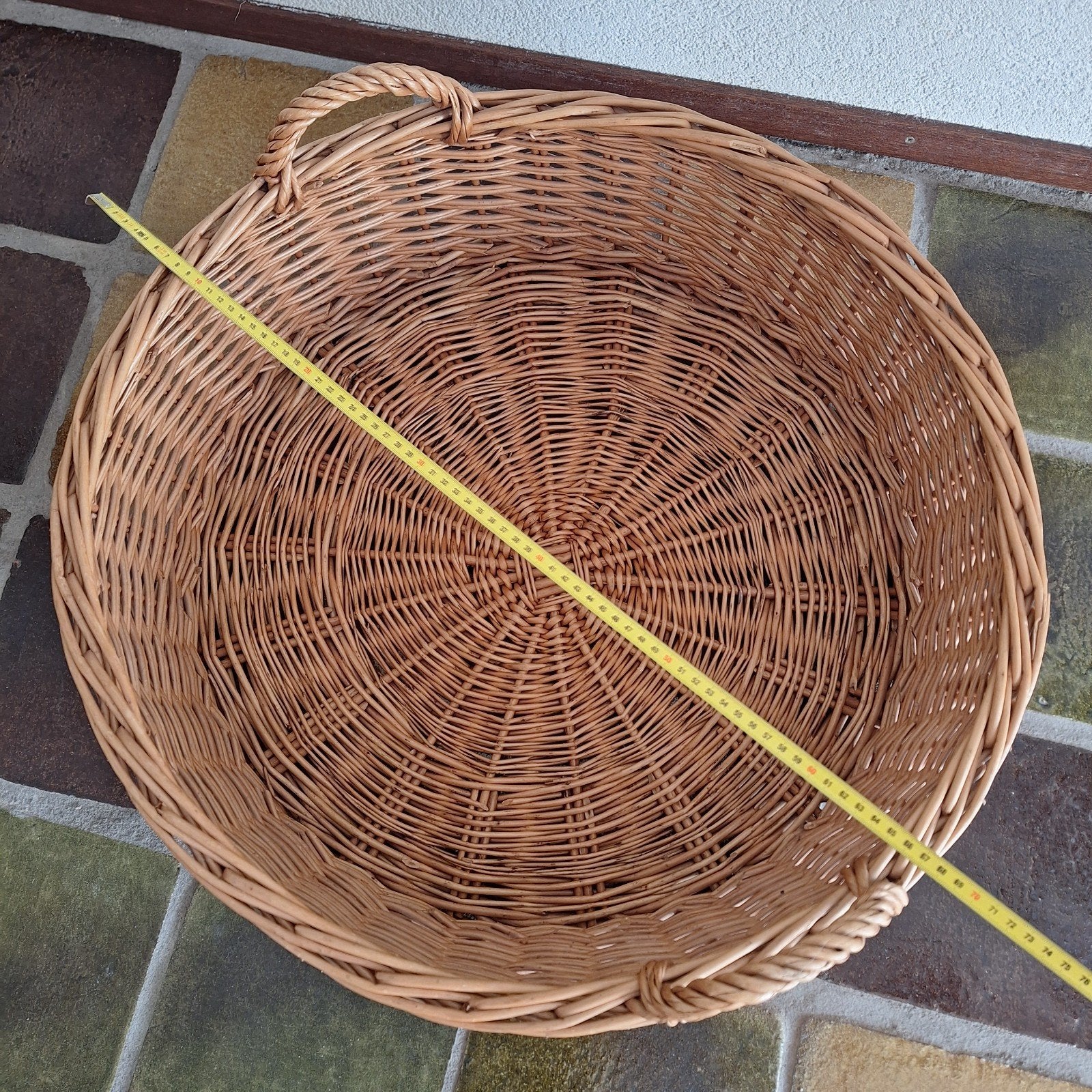 Rieten mand ca 62 cm doorsnee, Huis en Inrichting, Gevlochten, Mand, Rond, Ophalen of Verzenden