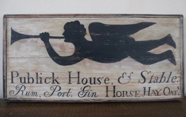 Handgeschilderd houten Pub bord / vintage/ antiek / Publick, Oorspronkelijke maker, Ophalen of Verzenden, Zo goed als nieuw, B6