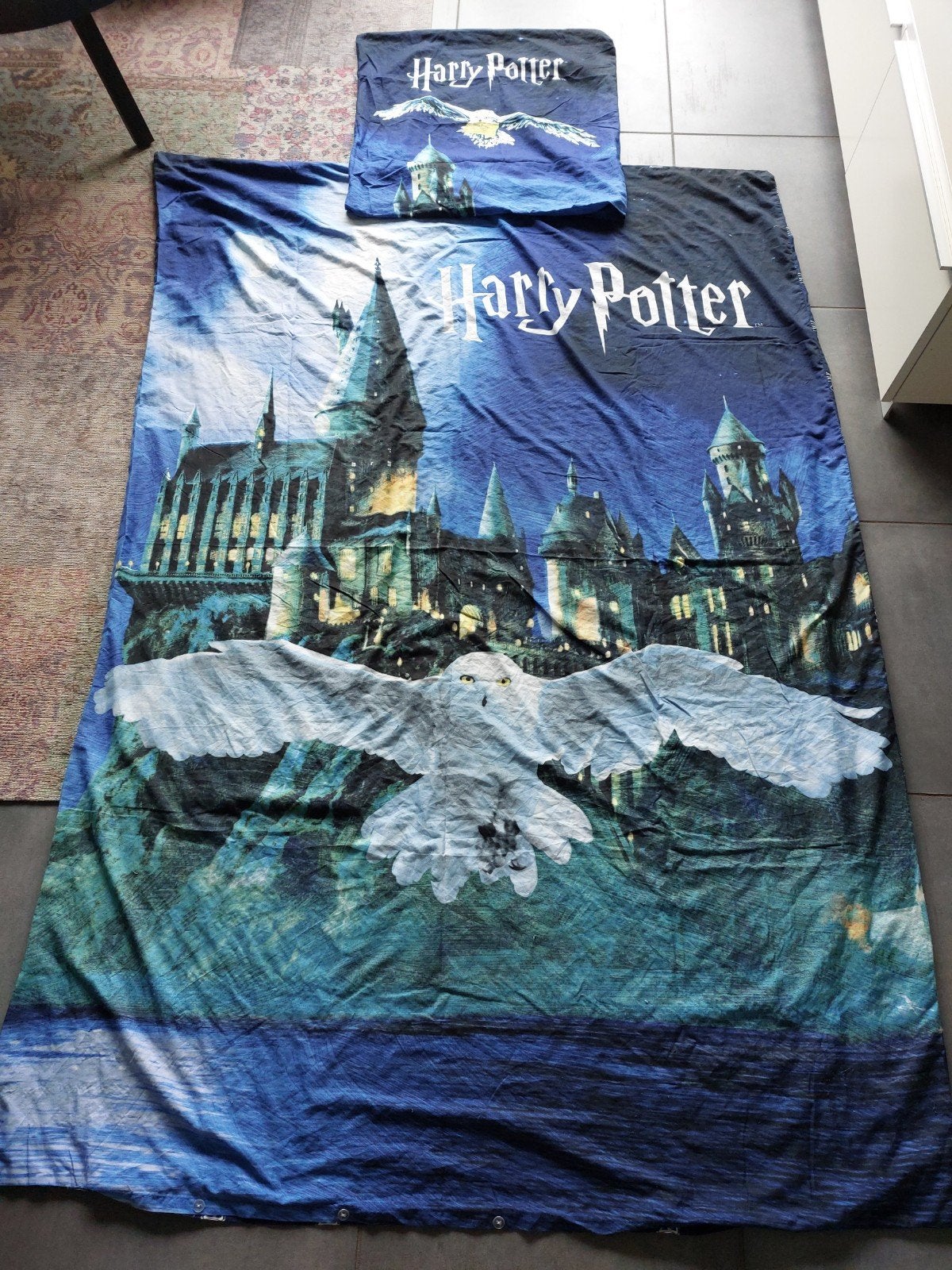 2x Harry Potter Dekbedovertrek - Hogwarts & Huisemblemen, Gebruikt, Overige merken, Ophalen of Verzenden, Dubbelzijdig