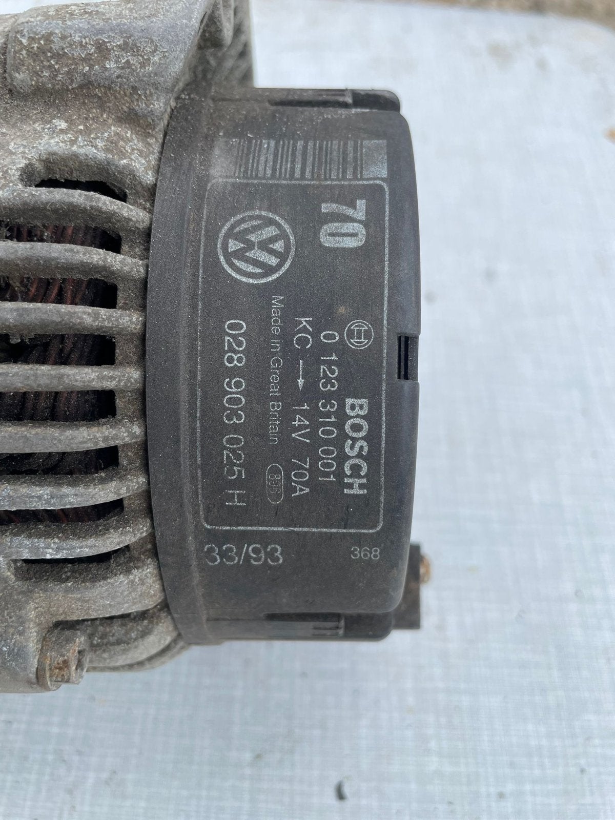 Dynamo Volkswagen Bosch 0123310001 14V 70A, Ophalen of Verzenden, Gebruikt, Volkswagen