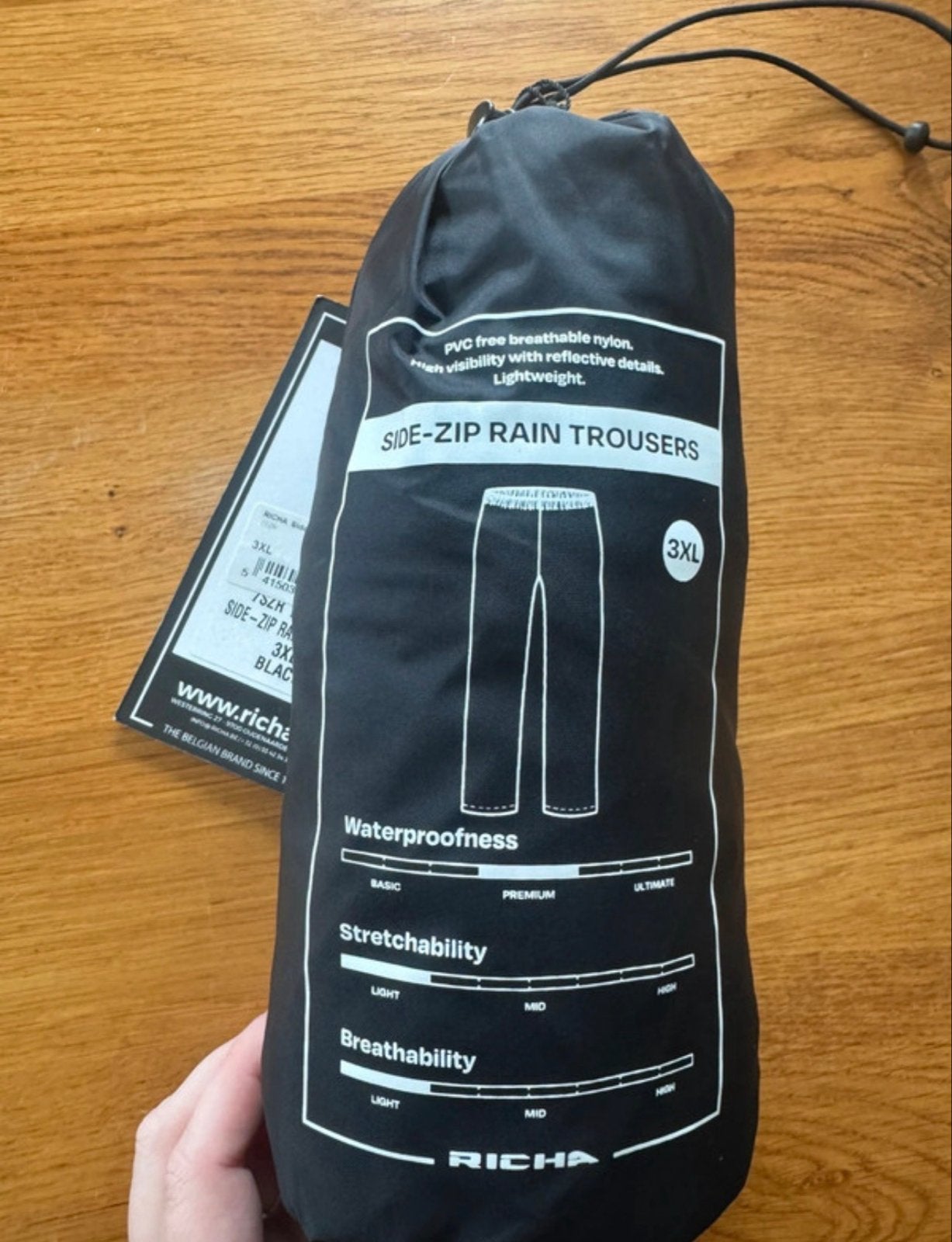 Richa Side-Zip Regenbroek 3XL Zwart - Nieuw, Ophalen of Verzenden, Nieuw, Regenbroek, Heren