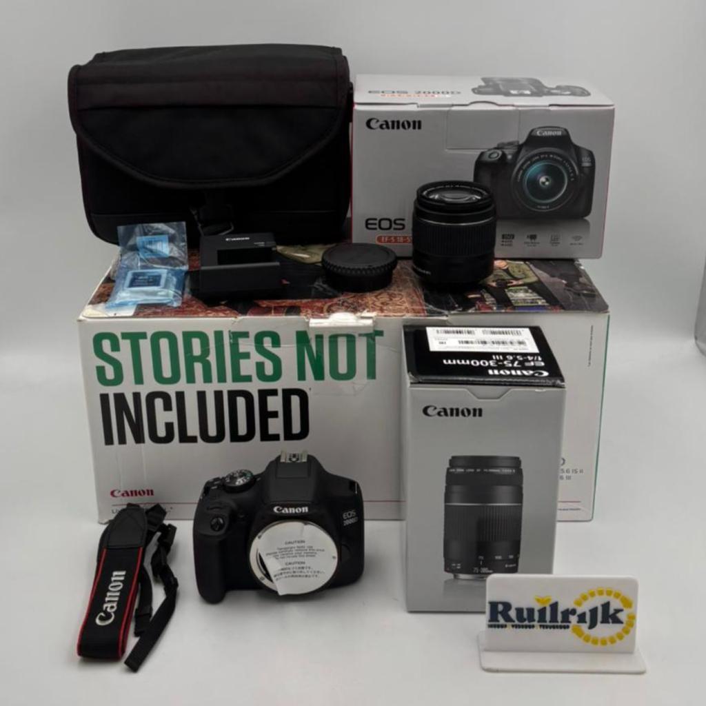 Canon EOS 2000D + 18-55 & 75-300 lenzen travel kit - Nieuw, Ruilrijk, Zo goed als nieuw, Info@ruilrijk.nl, Neerstraat 60, 6041 KD Roermond