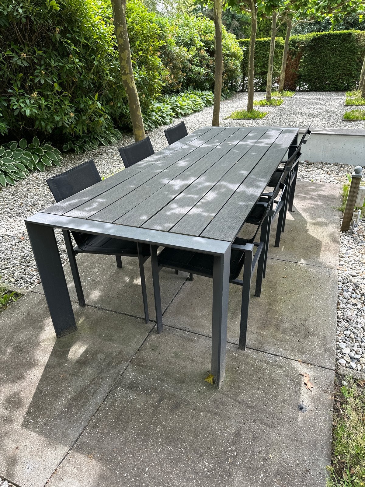 Bristol Tuinset: Antraciet Aluminium met Composiet Blad, Tuin en Terras, Tuinsets en Loungesets, Ophalen, Eettafel, 6 zitplaatsen