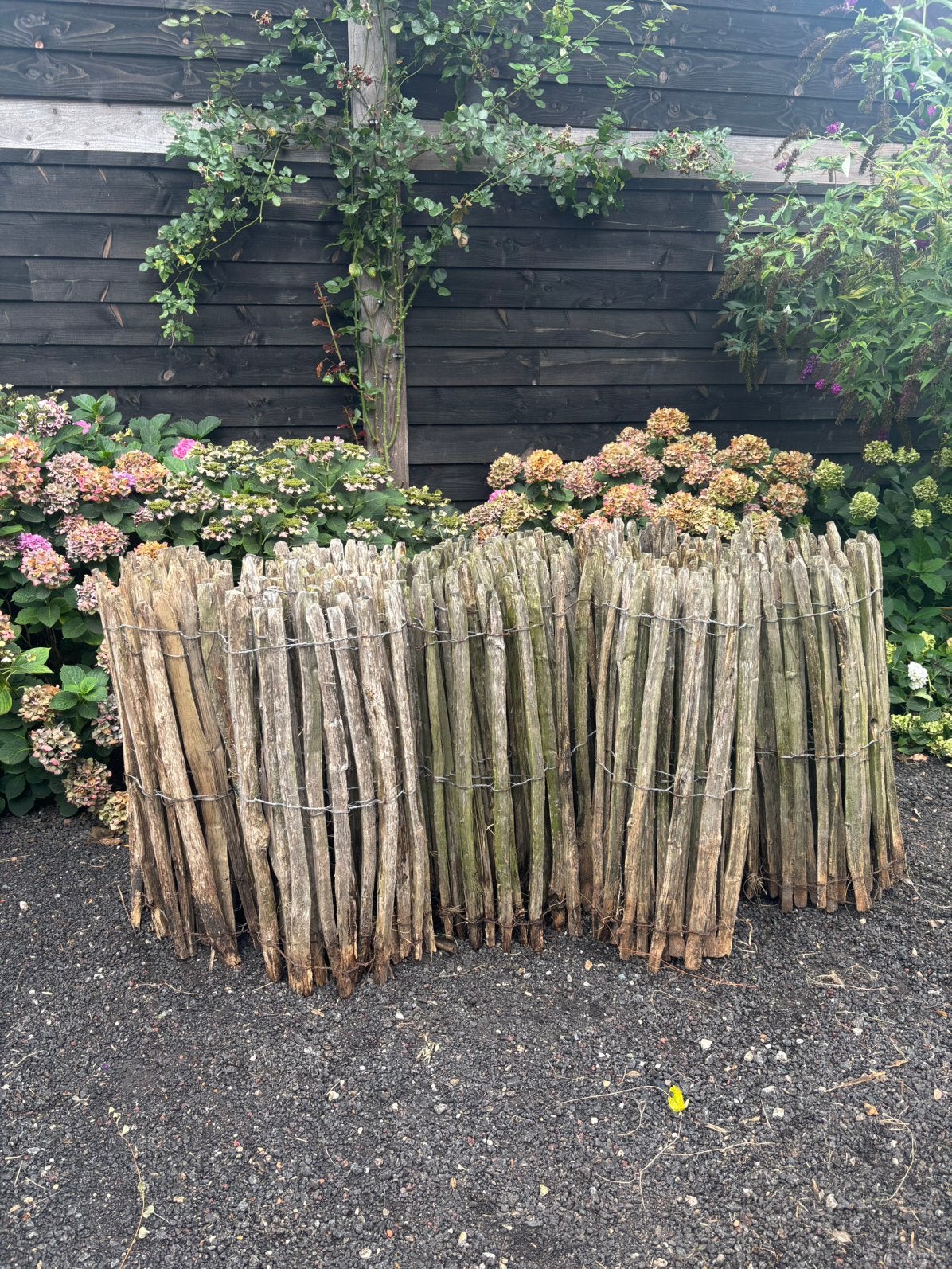 Kastanjehouten schapenhek / schapenhekjes – ca. 50 meter, Ophalen, Gebruikt, Hout, Tuinhek