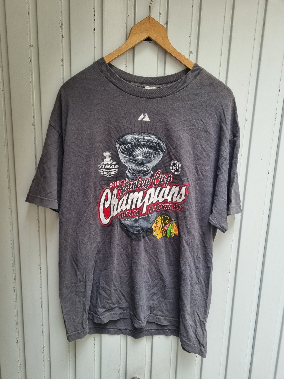 Chicago Blackhawks Stanley Cup Champions T-shirt, Maat 56/58 (XL), Ophalen of Verzenden, Majestic, Grijs