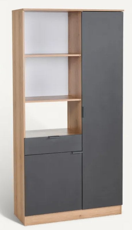 Buffetkast kleur eiken met antraciet, Ophalen, 200 cm of meer, Modern scandinavisch, 50 tot 100 cm
