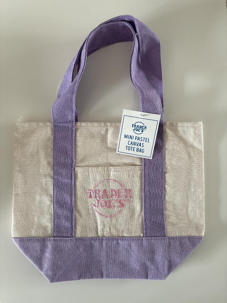 Trader Joe's Mini Pastel Canvas Tote Bag tas shopper paars, Ophalen of Verzenden, Nieuw, Paars