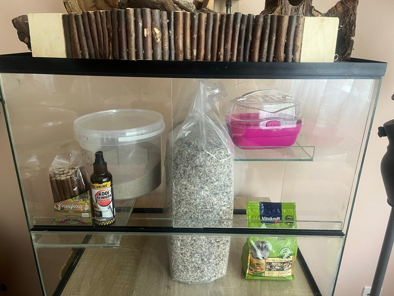 Glazen terrarium, hamsterkooi met accesoires, Ophalen, Gebruikt, Overige typen