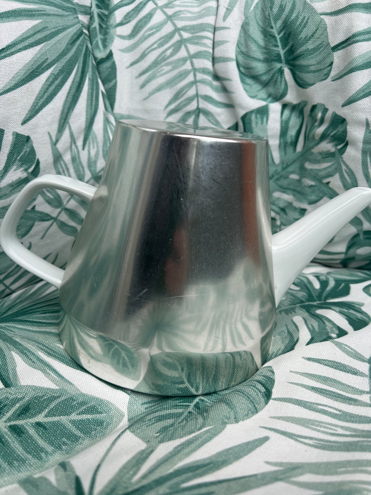 Melitta theepot met warmhouder, wit porselein, vintage, Ophalen of Verzenden