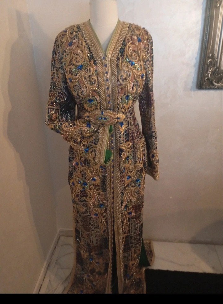Prachtige Kaftan, Verzenden, Zo goed als nieuw, Maat 38/40 (M), Goud
