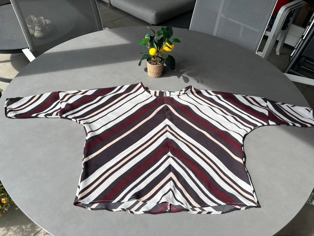 Bruin/grijs/donkerrood gestreepte Saint Tropez blouse, mt L, Overige kleuren, Verzenden, Maat 42/44 (L), Zo goed als nieuw