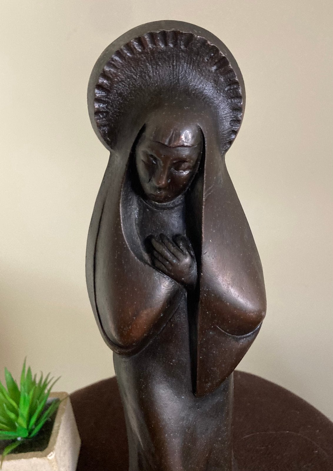 Art Deco bronzen Maria beeld brons heiligen beeld., Antiek en Kunst, Art deco, Ophalen of Verzenden, Brons, 20 - 50 cm