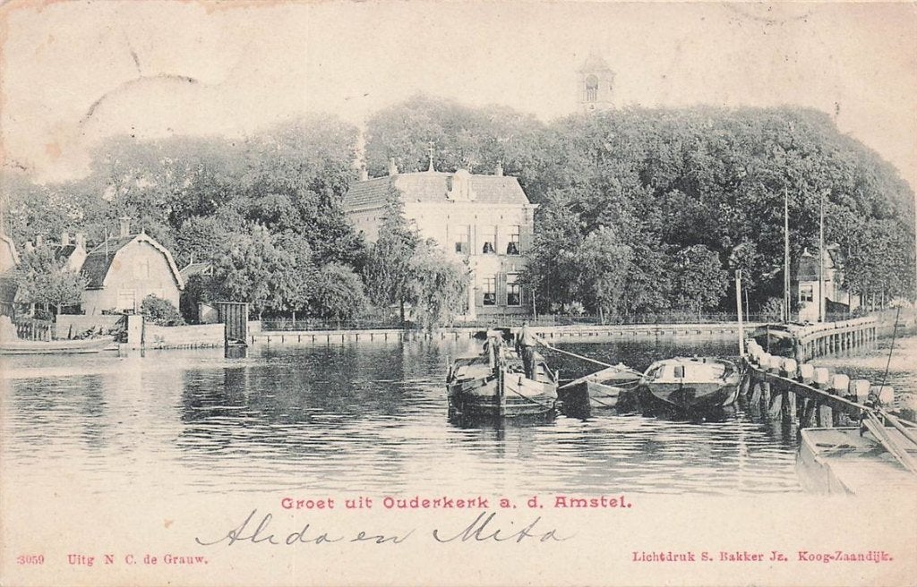 703-002-021 Groet uit Ouderkerk aan de Amstel, Verzamelen, Ansichtkaarten | Nederland, Verzenden, Voor 1920, Noord-Holland