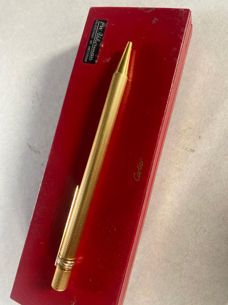 Cartier gouden “must de cartier”pen in topstaat, Verzamelen, Overige merken, Balpen, Met doosje, Ophalen of Verzenden