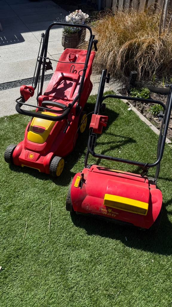 Grasmaaier en verticuteer machine wolfgarte., Ophalen, Gebruikt