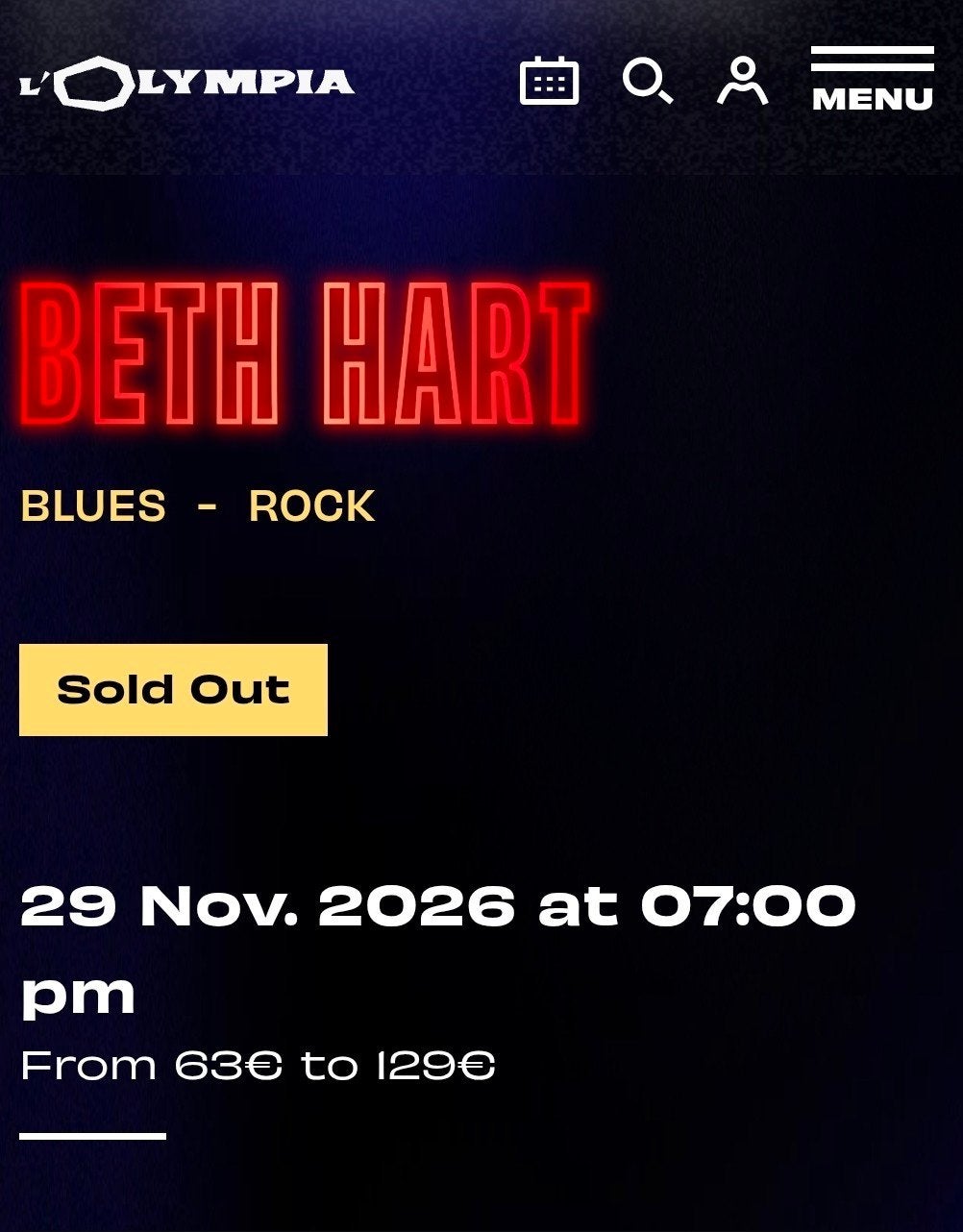 ticket Beth Hart Olympia Parijs