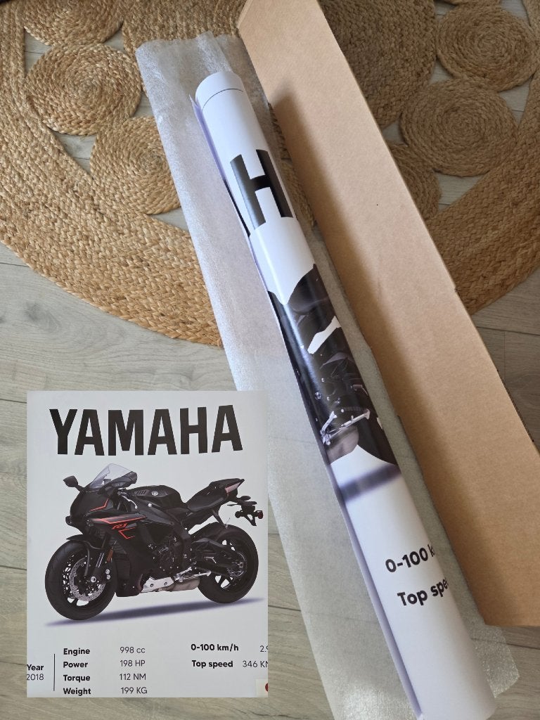 Grote poster Yamaha 998cc motor 59x84cm, Nieuw, Rechthoekig Staand, Verzenden, Nieuw, Sport