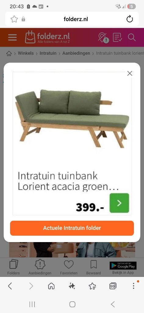 Intratuin Lorient acacia tuinkussen, Ophalen of Verzenden, Zo goed als nieuw, Overige materialen