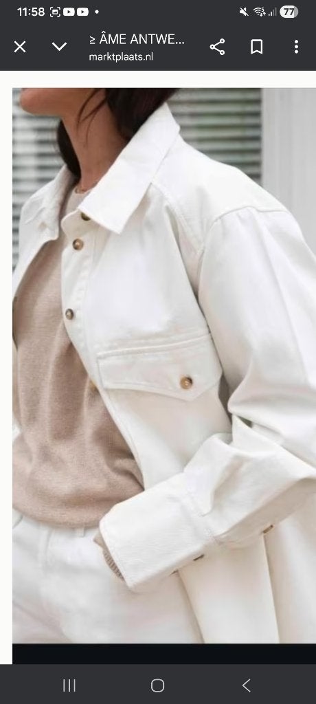 Âme Antwerp jeans oversized shirt S, Verzenden, Zo goed als nieuw, Maat 36 (S), Wit