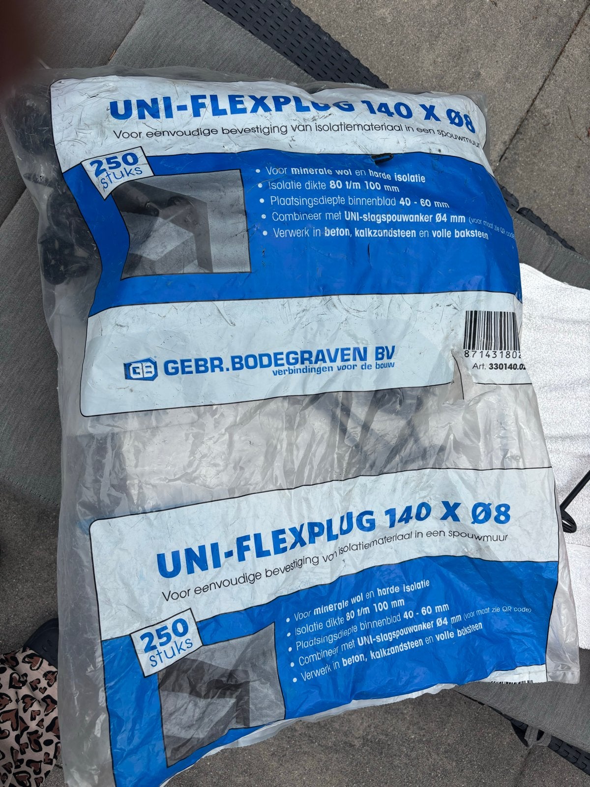 Uni-Flexplug 140 x Ø8 voor isolatiebevestiging, Ophalen, Nieuw, 100 tot 250 mm, Pluggen