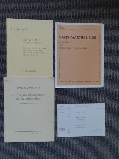 4 stuks bladmuziek voor altblokfluit, modern, hedendaags, Gebruikt, Verzenden, Klassiek, Blokfluit