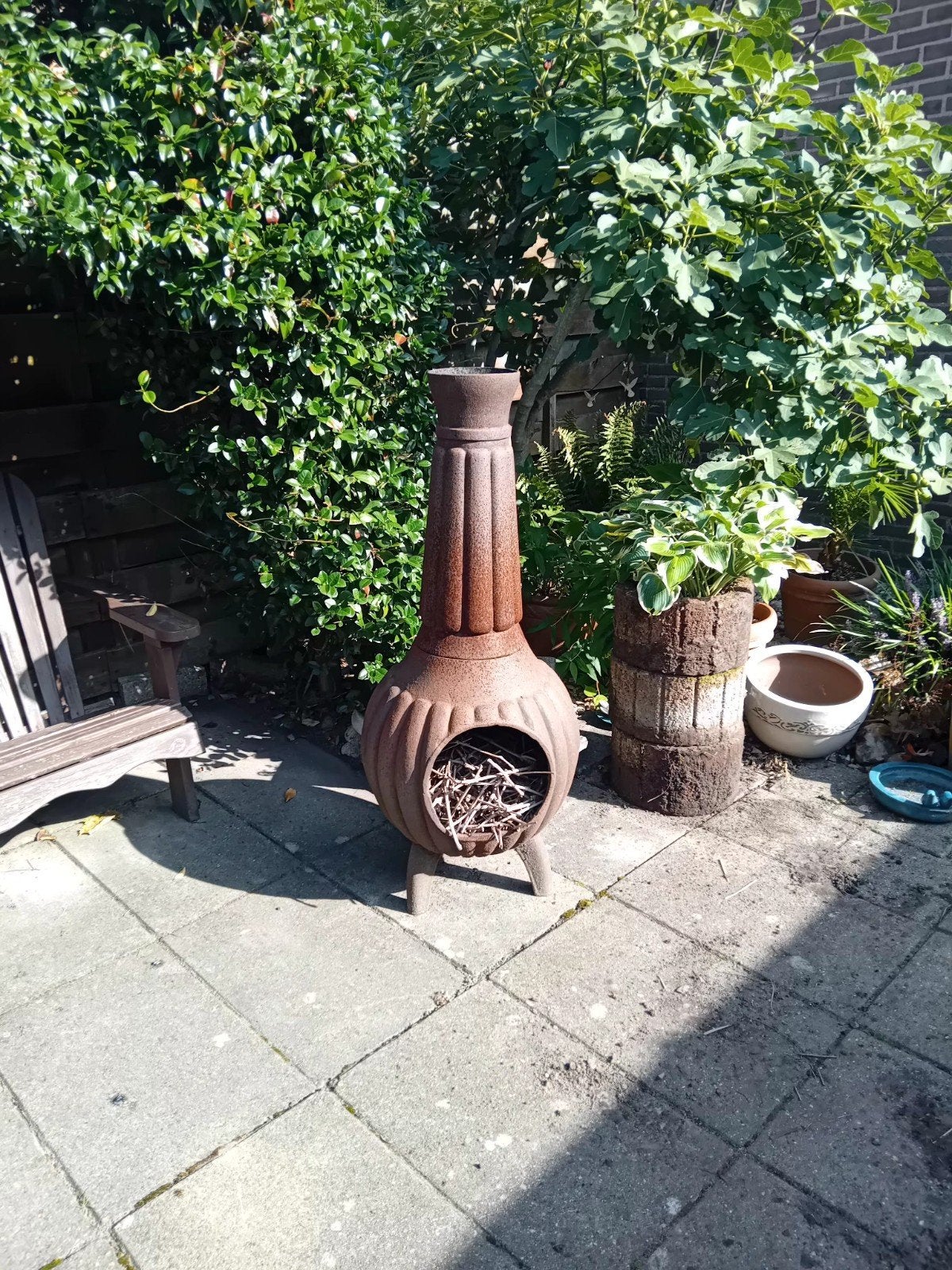 Zware gietijzeren tuinhaard - 140cm hoog, Ophalen of Verzenden, Gebruikt