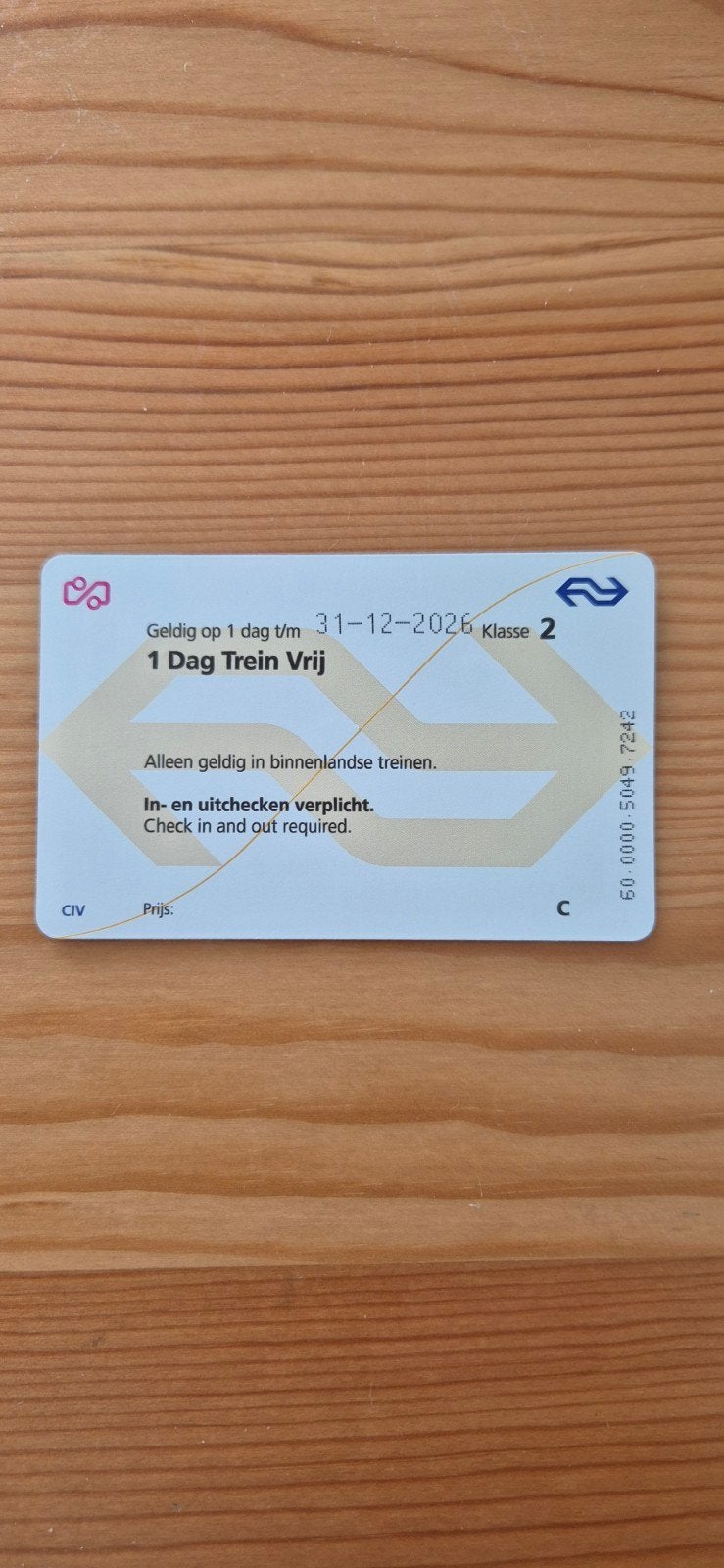 2 dagkaarten trein, Eén persoon, Trein, Algemeen kaartje