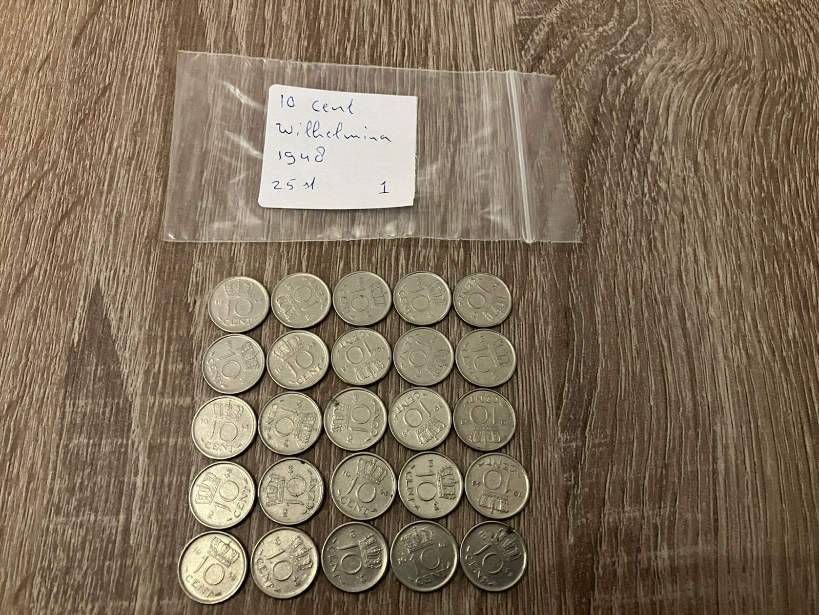 10 cent gulden 1948 jaar 25 stuks., Ophalen of Verzenden, Koningin Wilhelmina, 10 cent, Setje
