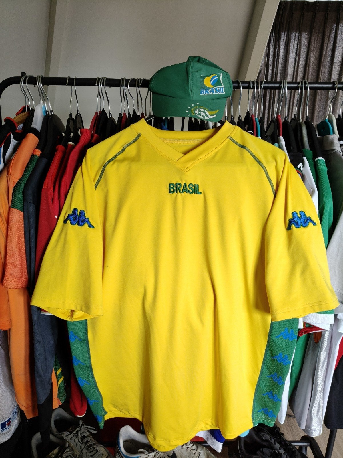 (Volwassenen XL) Kappa Brazilië Voetbalshirt+Bijpassende Pet, Maat XL, Ophalen of Verzenden, Gebruikt, Shirt