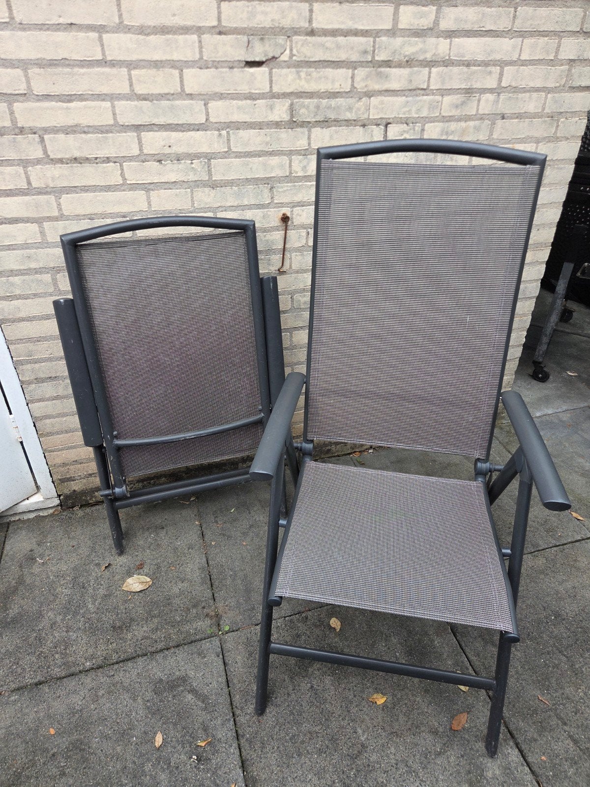 2 verstelbare tuinstoelen, Tuin en Terras, Ophalen, Gebruikt, Textileen, Inklapbaar