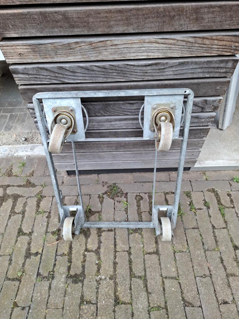 Stalen transportkar met kunststof wielen (54x64cm), Doe-het-zelf en Verbouw, Transportwagens, 100 liter of meer, Ophalen, Gebruikt