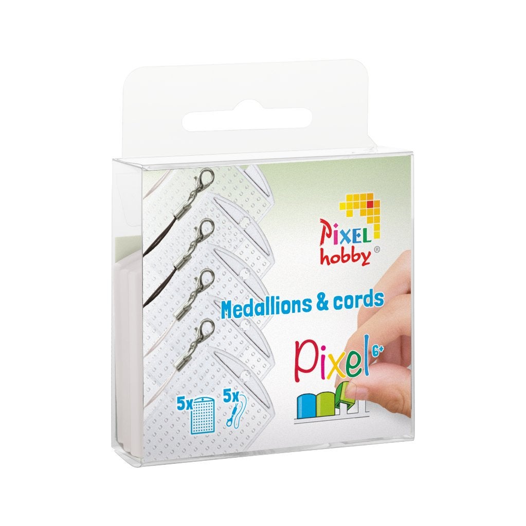Pixelhobby set 5 medaillons en 5 koordjes transparant, ., Nieuw, Ophalen of Verzenden, Pixelhobby